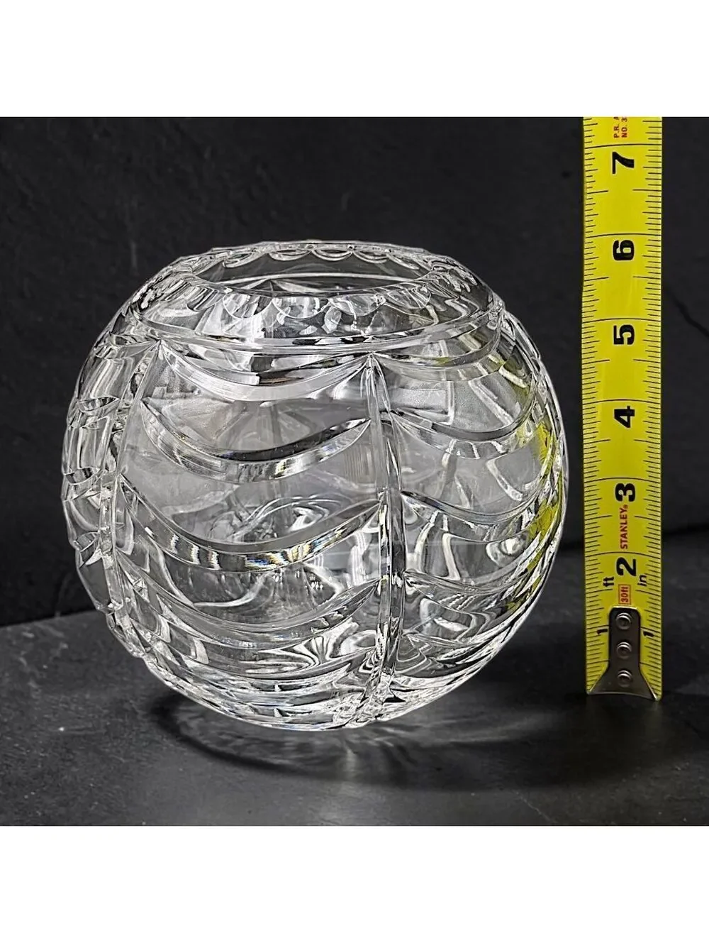 Vintage Tiffany & Co Signed Cut Crystal Round Vase Rose Bowl 6